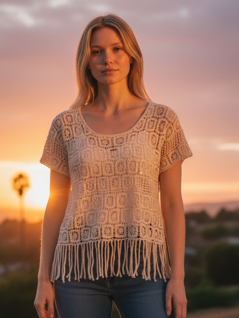 NWT Crochet Top S | Boho Chic Coastal Fringe Top